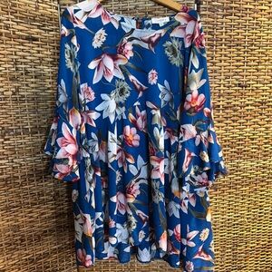 Floral Blue Women's Top Tropical Umgee